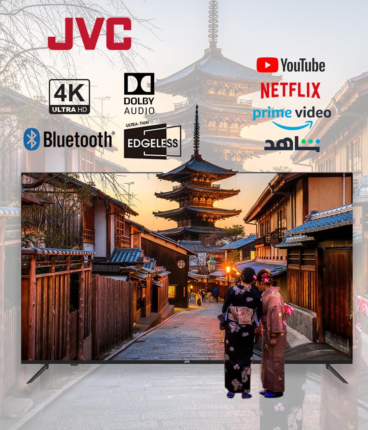 JVC 70 Inch 4K UHD Edgeless Smart TV Powered By VIDAA, Dolby Audio, VIDAA Voice Remote, Bluetooth, DVBT2/S2, LT-70N7105V