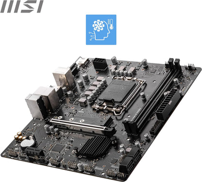 MSI PRO H610M-E DDR4 Motherboard, Micro-ATX - Supports Intel 12th Gen Core Processors, LGA 1700-2 x DIMMs (3200MHz), 1x PCIe 4.0 x16 slot, 1 x M.2 Gen3, USB 3.2 Gen1, 1G LAN, HDMI 1.4 & VGA