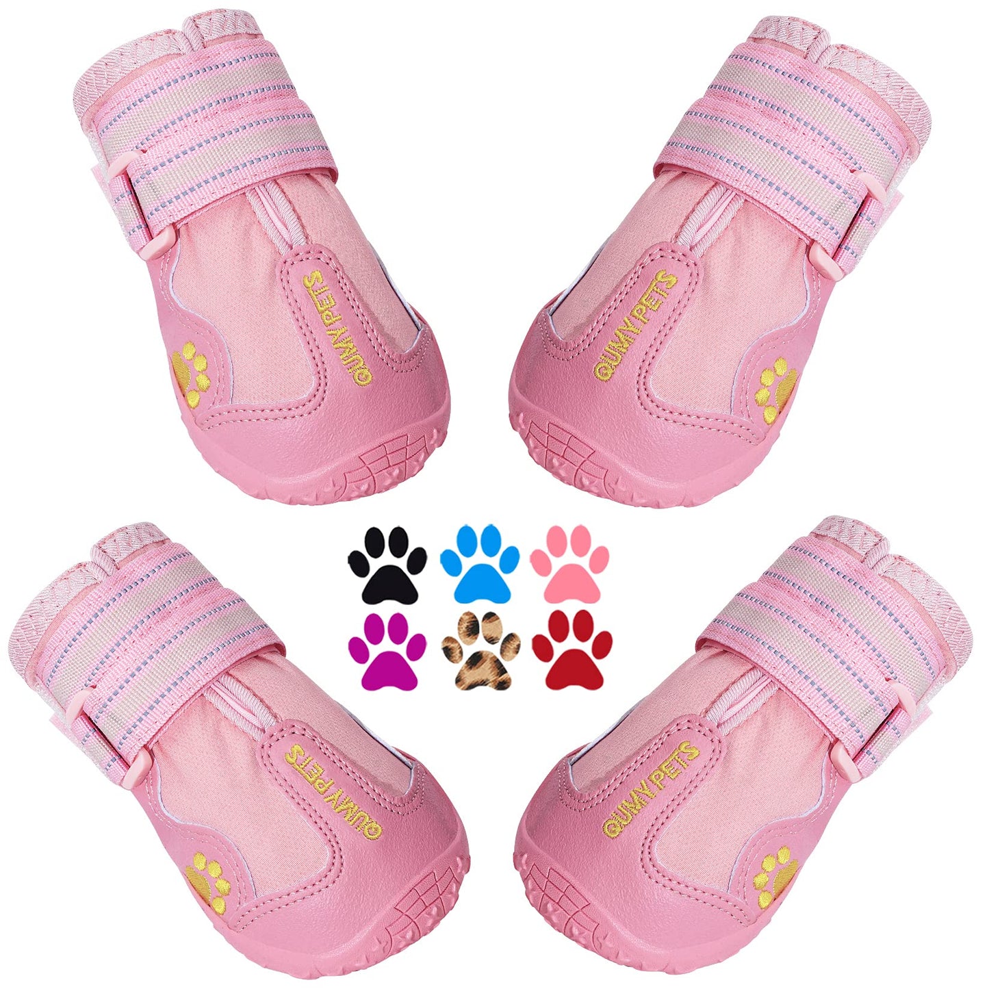 QUMY Dog Shoes for Large Dog, Medium Dogs Boots & Paw Protectors for Winter Snowy Day, Summer Hot Pavement, Waterproof in Rainy Weather, Outdoor Walking, Indoor Hardfloors Anti Slip Sole Black Size 5