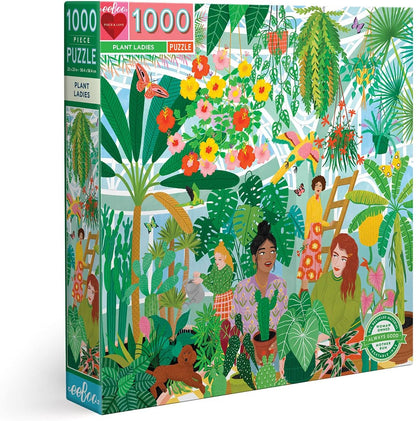 eeBoo: Piece and Love Plant Ladies 1000 Piece Square Adult Jigsaw Puzzle, Puzzle for Adults and Families, Glossy, Sturdy Pieces and Minimal Puzzle Dust