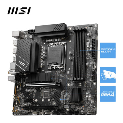 MSI PRO B760-P WIFI DDR4 Motherboard, ATX - Supports Intel 12th & 13th Gen Core Processors, LGA 1700 - DDR4 Memory Boost 5333+MHz/OC, PCIe 4.0 x16 Slots, M.2 Gen4 Slots, 2.5G LAN, Wi-Fi 6E