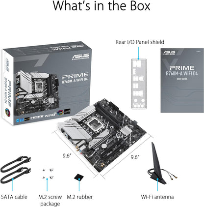 ASUS PRIME B760-PLUS D4 ATX Motherboard, LGA1700, Intel B760 Chipset, 4xDDR4 Slot, Max 128GB, PCle 5.0, 2.5Gb Ethernet, Fan Xpert 2+, Aura Sync, DP/VGA/HDMI