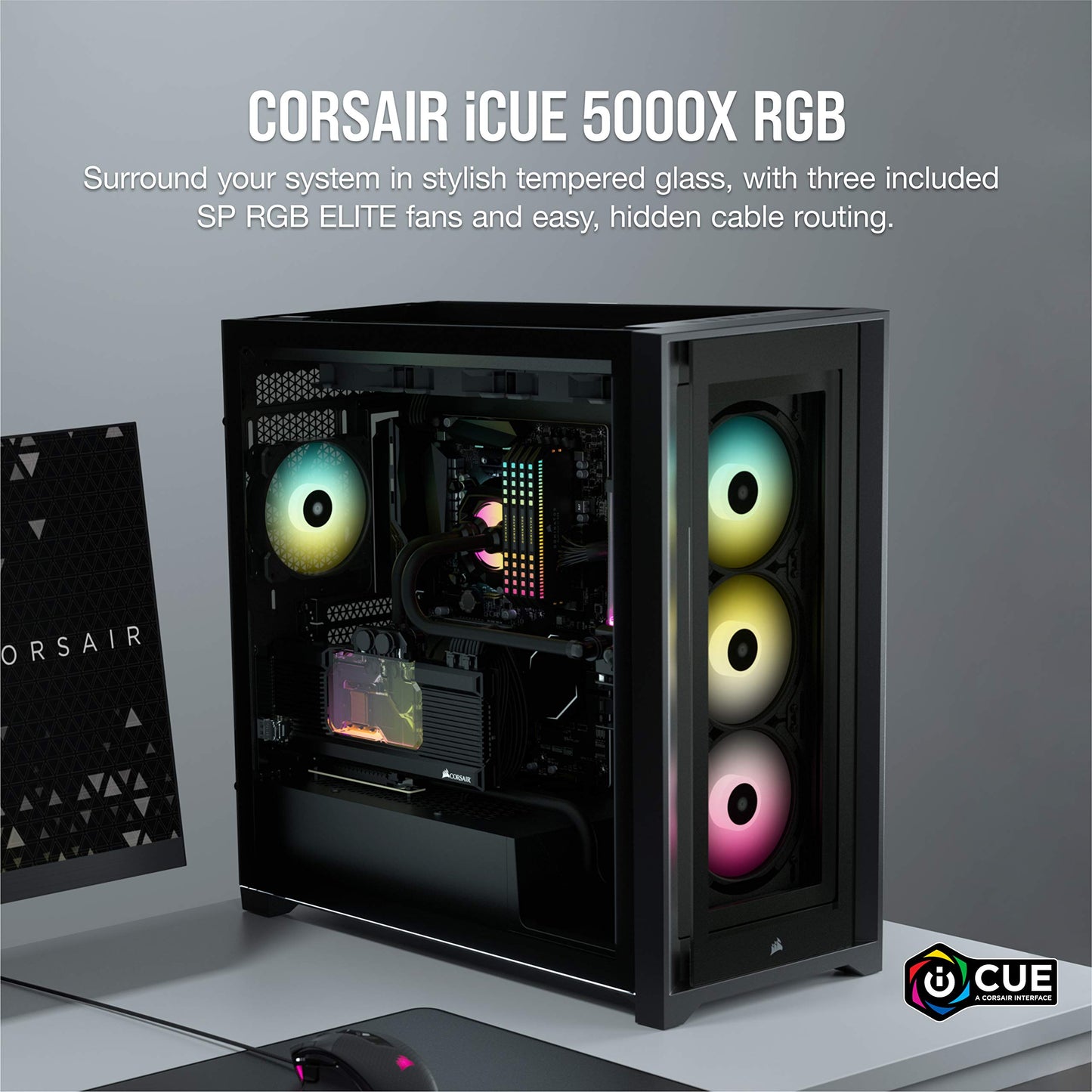 Corsair Icue 5000X Rgb Tempered Glass Mid-Tower Atx Pc Smart Case, White