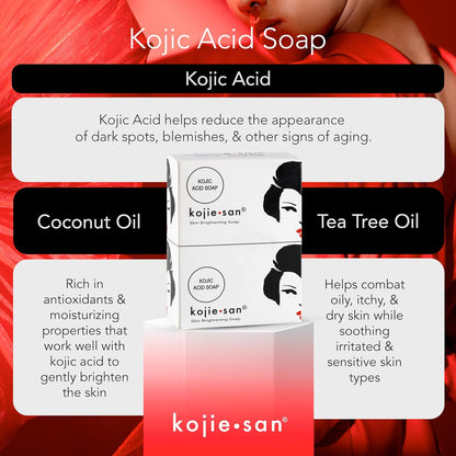 Kojie San 3 x 65G Kojie San Skin Kojic Acid Lightening Soap in Industry-leading Frustration Free Packaging