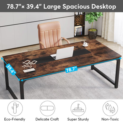 Tribesigns Computer Desk, Large Office Desk Computer Table Study Writing Desk for Home Office, Walnut + Black Leg, 63 X 23.6 inch