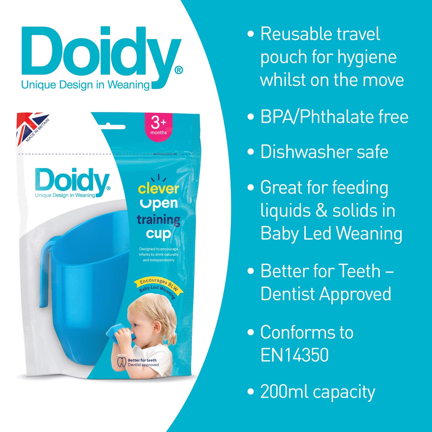 Doidy Cup - Training Sippy Cups for Toddler Cup & Babies - Unique Slanted Design Two Handles Baby Cup - Great Weaning Cup for Milk, Water & Juice - Use from 3-6 Months to Toddler (Purple)