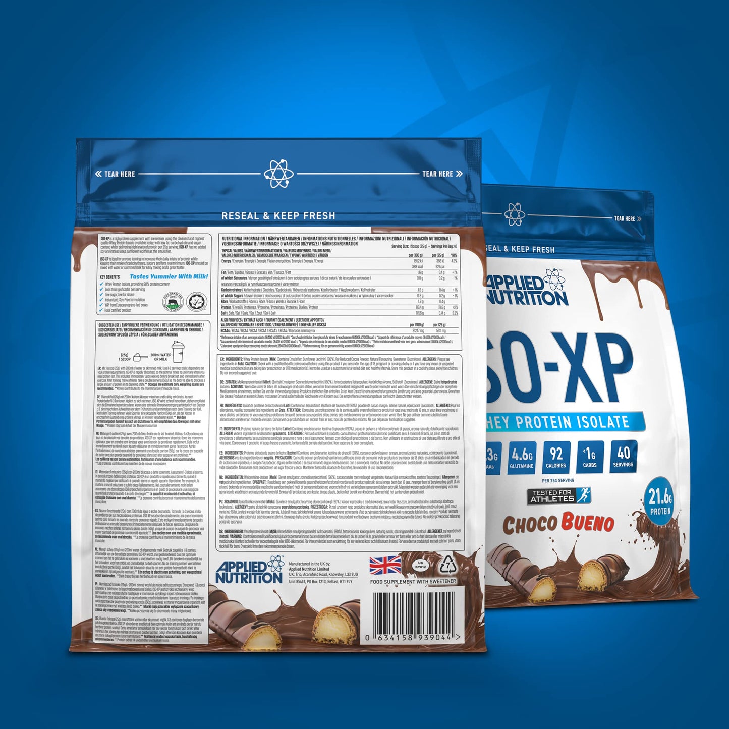 Applied Nutrition ISO XP Whey Isolate - Whey Protein Isolate Powder, ISO-XP Funky Yummy Flavours (1kg - 40 Servings) (Chocolate Bueno)