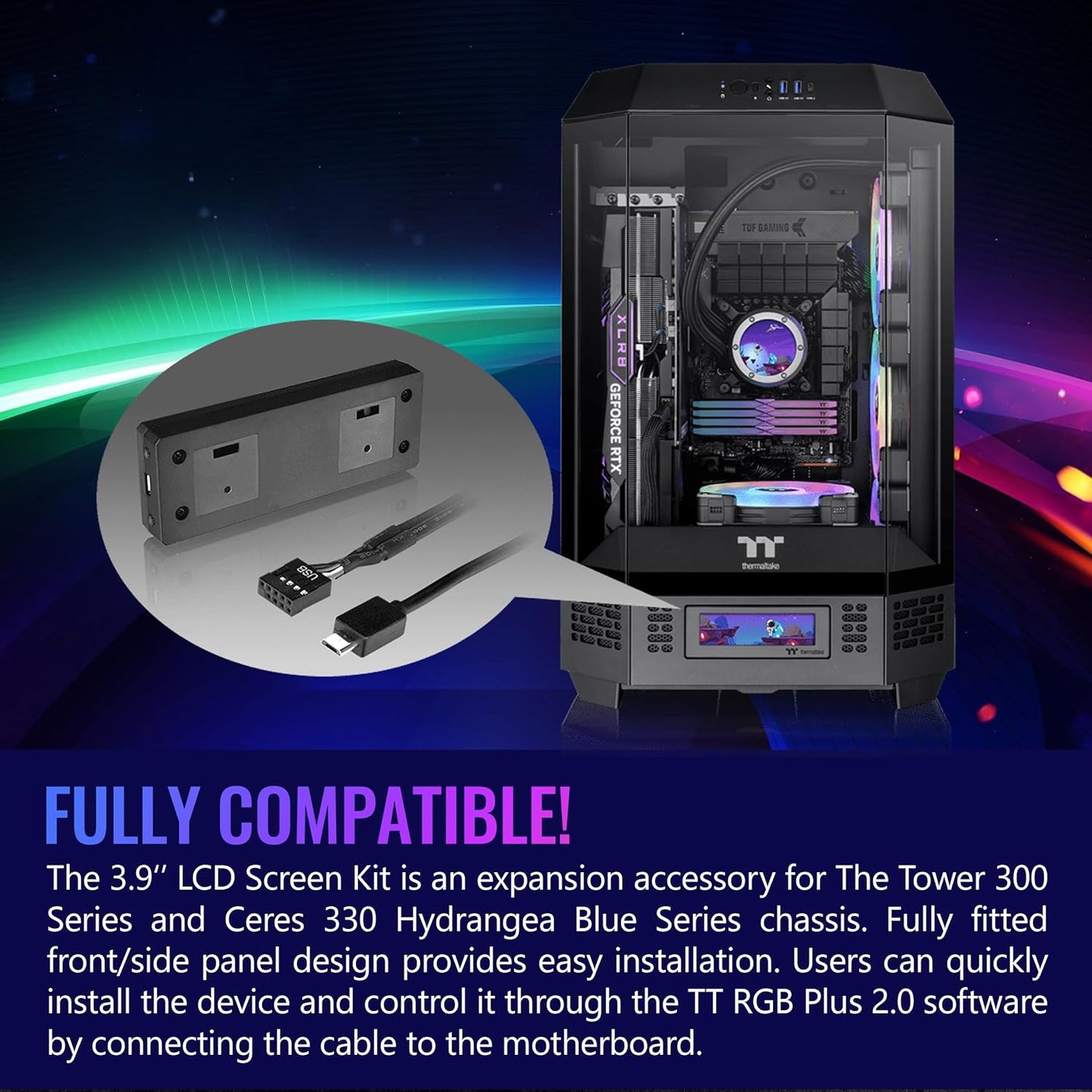 Thermaltake Tower 100 Black Edition Tempered Glass Type-C (Usb 3.1 Gen 2) Mini Tower Computer Chassis Supports Mini-Itx Ca-1R3-00S1Wn-00