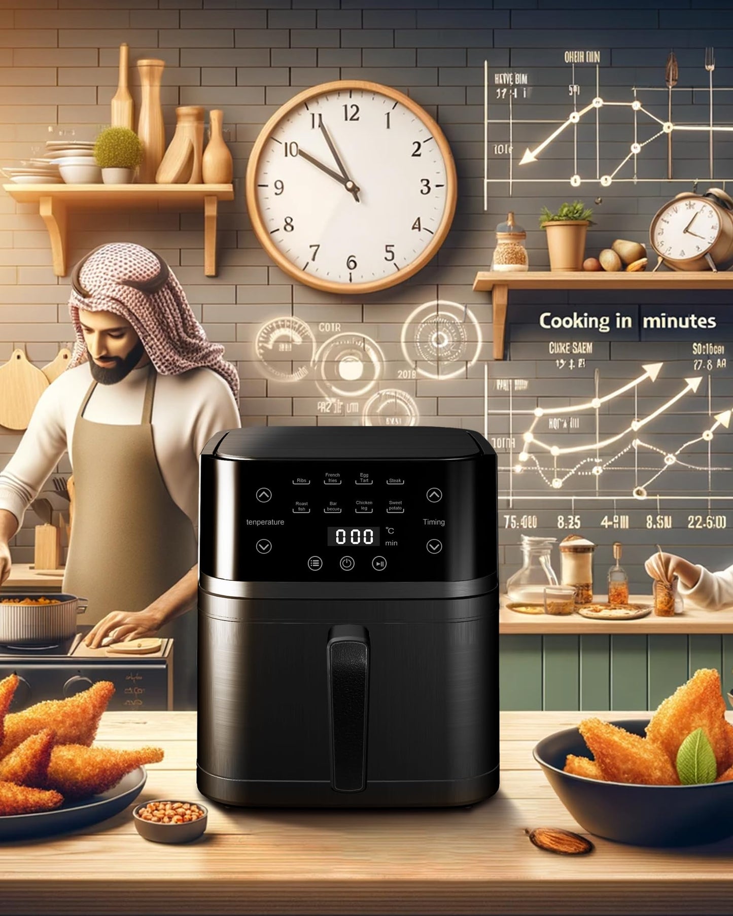 6.5L Air Fryer with Multi-Function Cooking Revolutionize Your Kitchen Experience Smart Touch, Large Capacity, Precise Temperature Control, Extended Timer - Ideal for Healthy Frying & Delicious Recipes