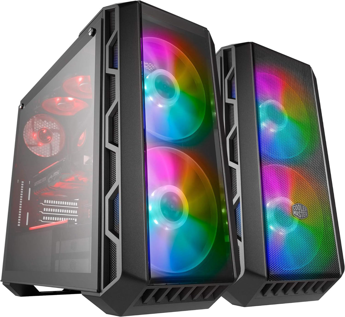 Cooler Master MasterCase H500 ARGB - PC Case with Dual 200mm Fans for High-Volume Airflow, Mesh and Transparent Front Chassis Panels, Flexible ATX Hardware Capacity