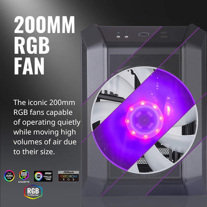 Cooler Master MasterCase H500 ARGB - PC Case with Dual 200mm Fans for High-Volume Airflow, Mesh and Transparent Front Chassis Panels, Flexible ATX Hardware Capacity