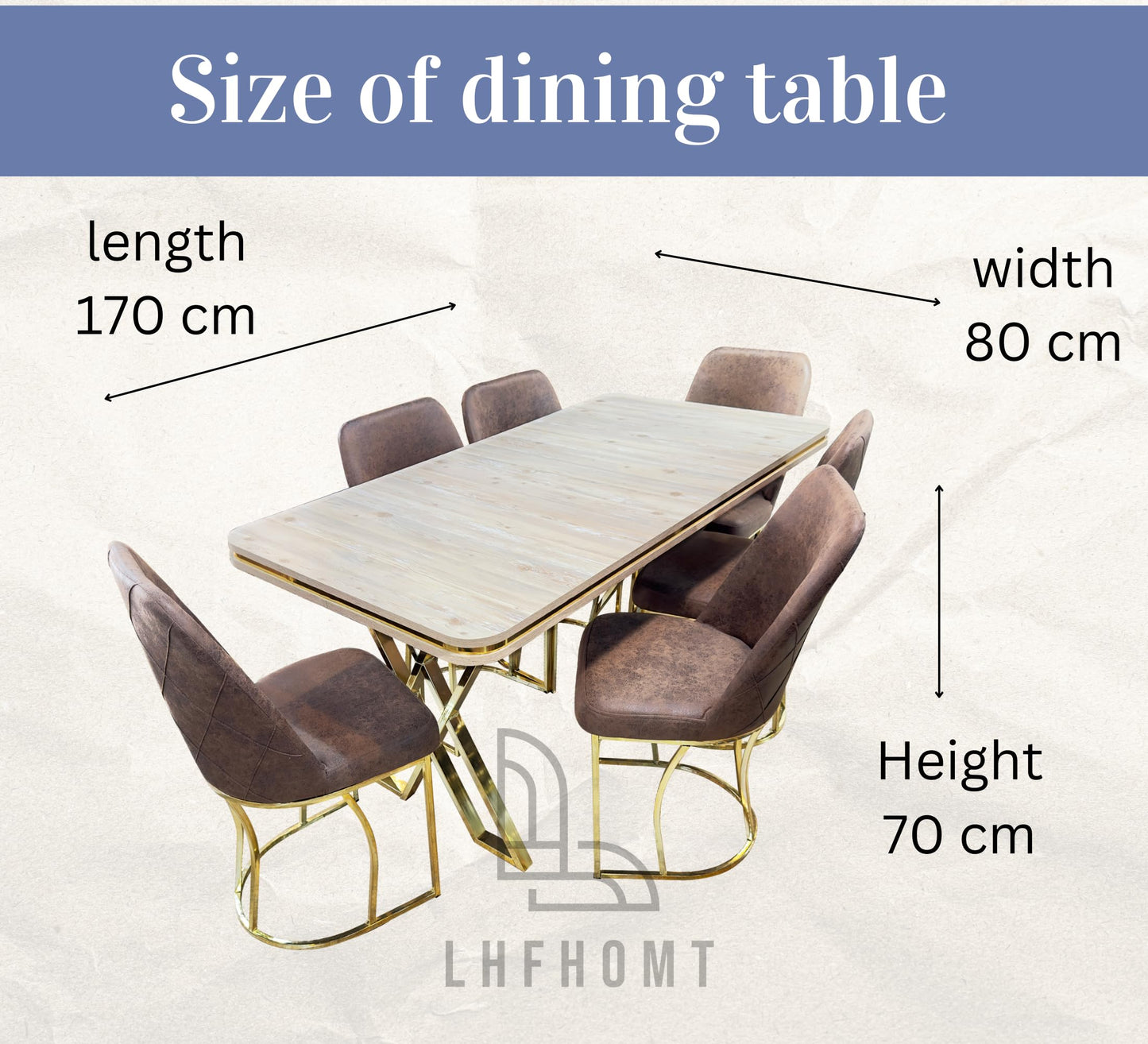 7-Pieces Dining Sets, 1 Piece Rectangular Table With (Free Installation), 1+6 Seater Modern Design Furniture for Home, Dining Room, (80x 170 cm, RFD)