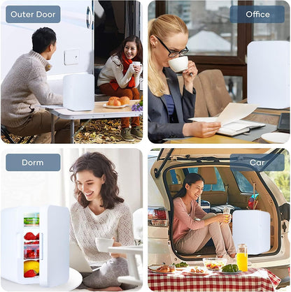 8L Mini Fridge, Travel Refrigerator with AC/DC Portable Thermoelectric Cooler and Warmer, Portable Personal Refrigerator for Food, Drinks, Skincare, Medications, Great for Office, Bedroom, Dorm, Car