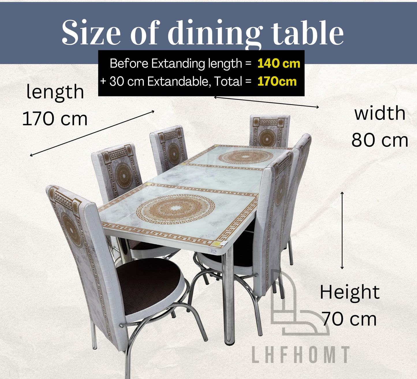 7-Pieces Dining Sets, 1 Piece Rectangular Table With (Free Installation), 1+6 Seater Modern Design Furniture for Home, Dining Room, (80x 170 cm, RFD)