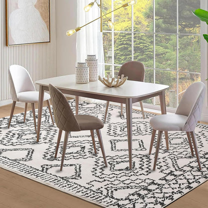 Leesentec Moroccan Area Rugs Living Room Rugs Modern Abstract Rug Geometric Carpet Non-slip Short Pile Rug Large Rugs for Living Room Soft Bedroom Area Rug (Beige/Ivory, 120 x 160 cm)(YR32,YR33)