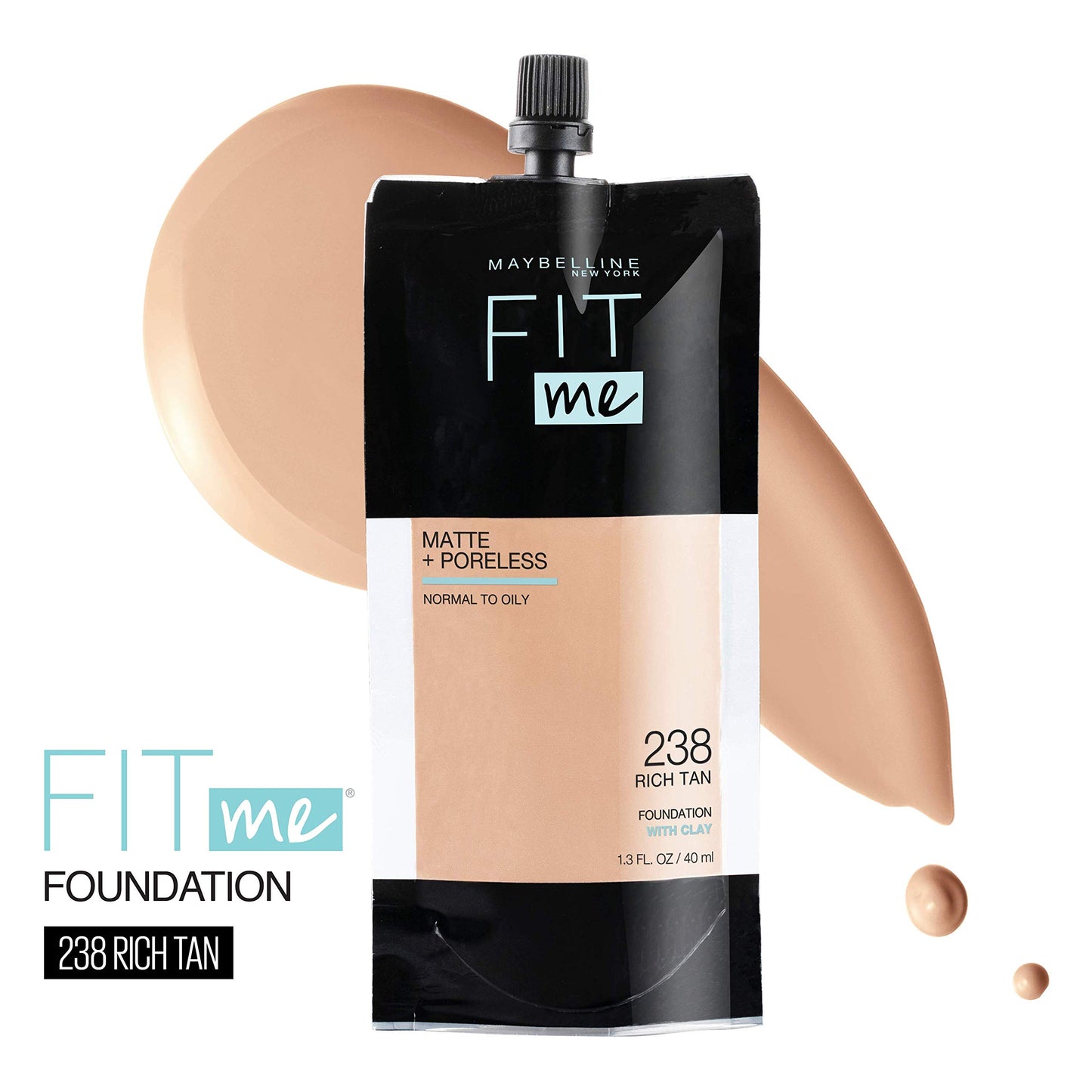 Maybelline Fit Me Matte + Poreless Liquid Oil-Free Foundation Makeup, Soft Tan, 1 Count (Packaging May Vary)