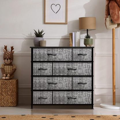 Sorbus Dresser for Bedroom with 8 Drawers - Tall Chest Storage Tower Unit, for Closet, Hallway, Nursery, Entryway Furniture Organization - Steel Frame, Wood Top Easy Pull Bins (Dark Grey)