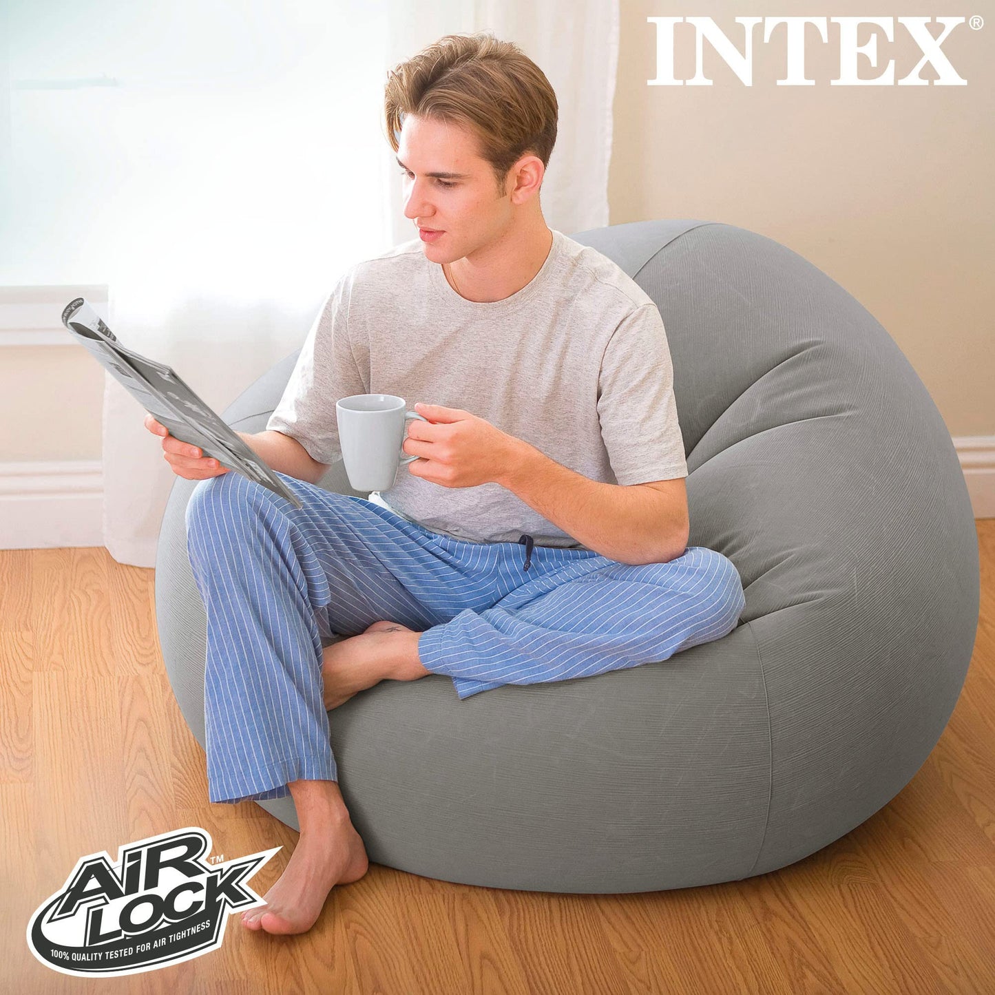 Intex Beanless Bag Inflatable Chair, Grey 68579NP