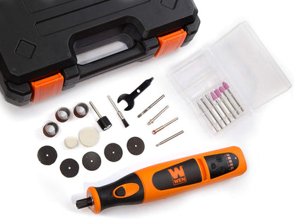 WEN 23072 Variable Speed Lithium-Ion Cordless Rotary Tool Kit with 24-Piece Accessory Set, Charger, and Carrying Case, 7.2 Volts