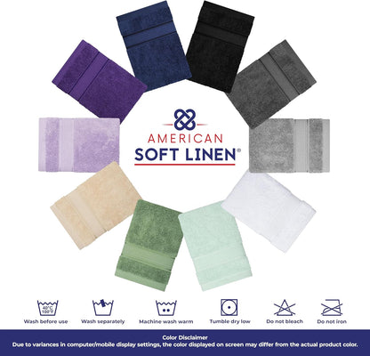 American Soft Linen Bath Linen Sets, 4 Pack Bath Linen Sets for Your Bathroom, Salem Luxury 100% Turkish Soft Twist Cotton, 13 x 13 inches Premium Quality Bath Linen Sets, Black