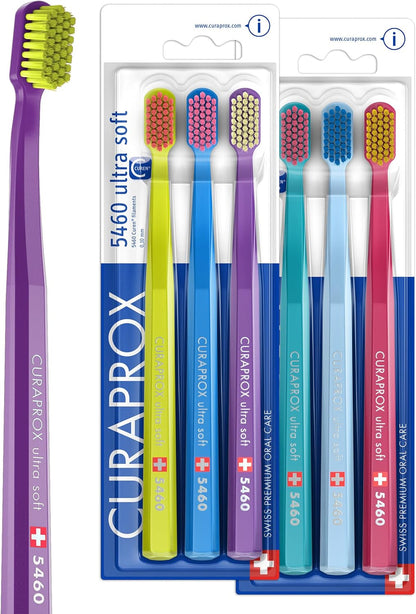 Curaprox Toothbrush CS 5460 Ultra-Soft, 3 Pack - Ultra Soft Toothbrush for adults with 5460 CUREN Bristles - Curaprox Manual Toothbrush