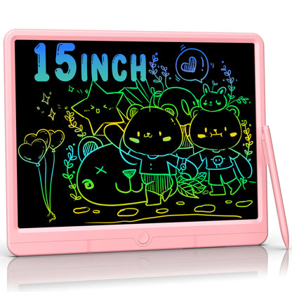 TUGAU LCD Writing Tablet 15 Inch, Colorful Doodle Board Drawing Pad, Magic Drawing Tablet for Kids Gifts with Stylus, Reusable Electronic Doodle Pad, for Office School Home Trip (Dark Blue)