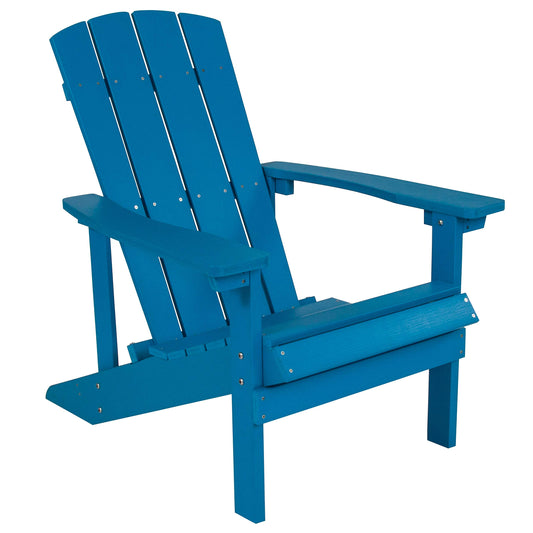 Flash Furniture Charlestown Commercial Grade Indoor/Outdoor Adirondack Chair, Weather Resistant Durable Poly Resin Deck and Patio Seating, Blue