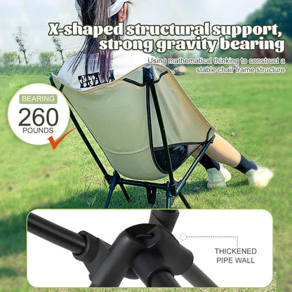 Portable Camping Chairs 2 Pack, Lightweight Foldable Chair, Backpacking Chairs,The 3rd Gen Folding Chairs, Compact Lightweight for Backpacking Hiking, Heavy Duty, with 2 Side Pockets