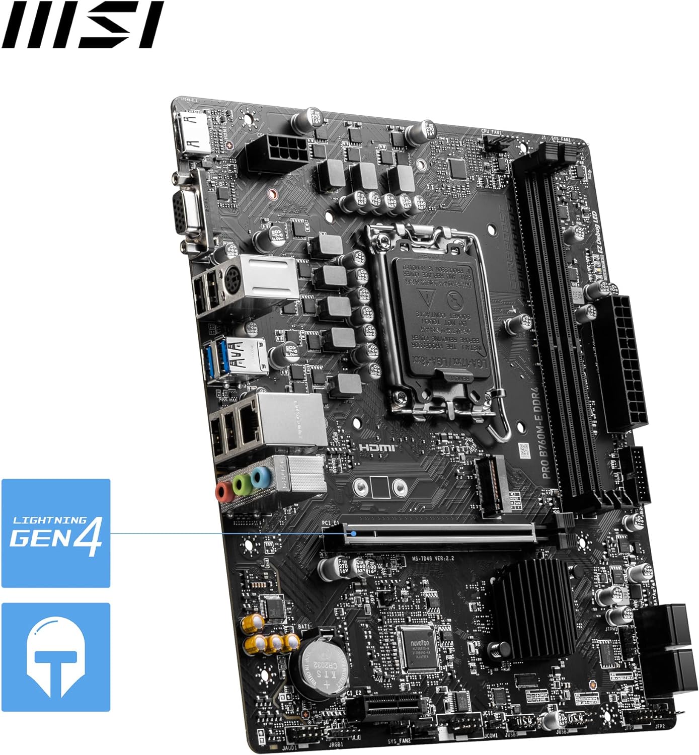 MSI PRO B760M-E DDR4 ProSeries Motherboard, Supports 12th/13th Gen Intel Processors, Micro-ATX, LGA 1700 - Black