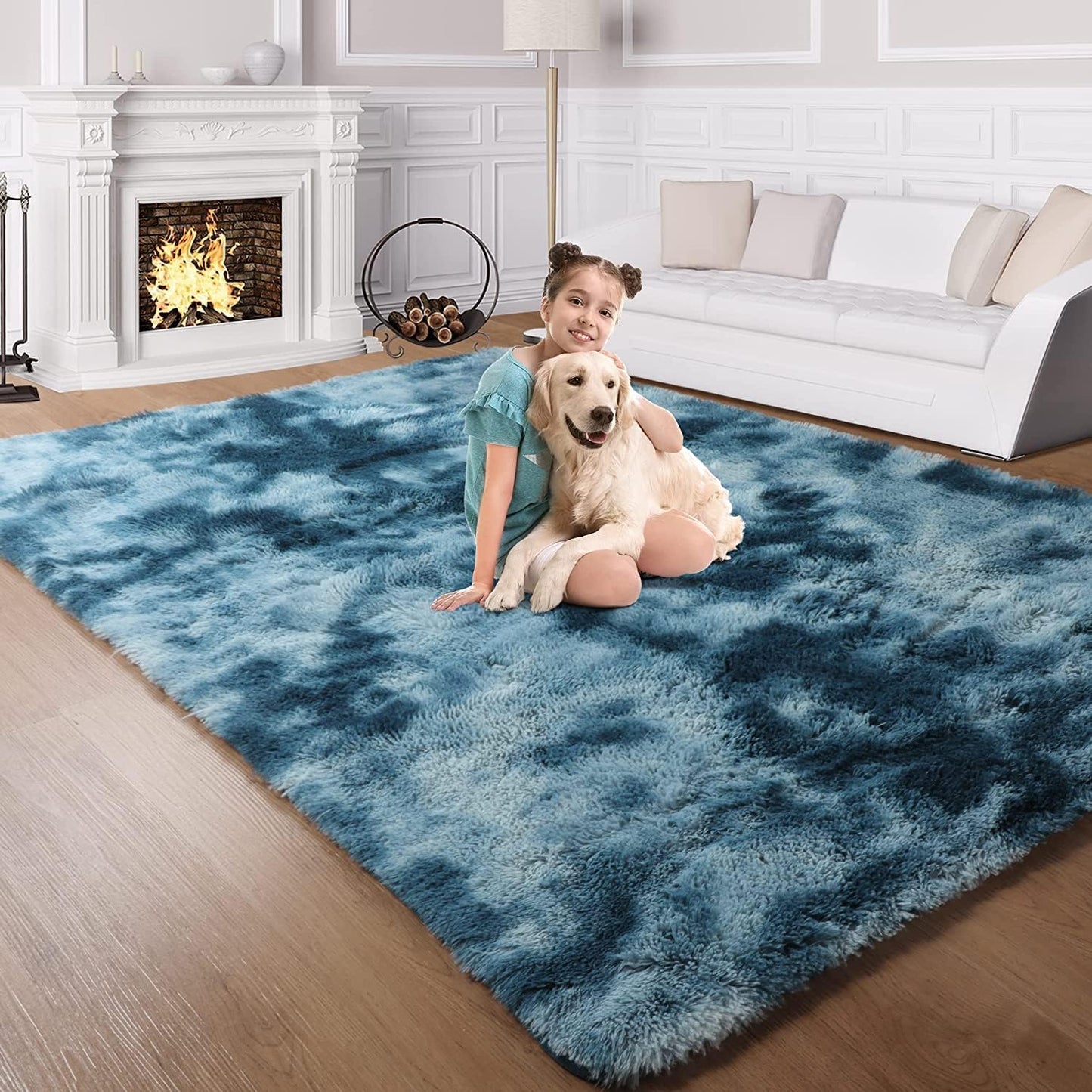 Skade Fluffy Rugs for Living Room, Shag Area Rug for Bedroom, Soft Plush Carpet for Kids Playroom, Furry Toddler Nursery Rug, Fuzzy Dorm Rug for Collage Boy Girl (Navy Blue,200 x 300 CM)