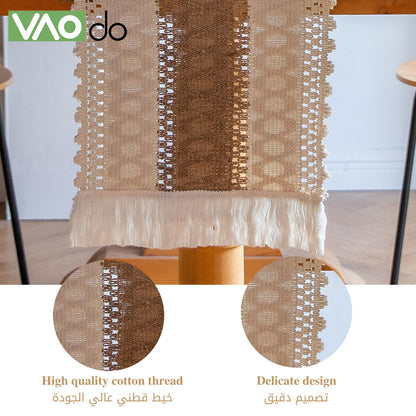 VAODO Table Runner, 90*300cm Gauze Table Runner, Bohemian Style Rustic Decorations, Cheese Cloth Pleated Table Runner for Wedding, Party, Baby Shower Table Decoration,Red