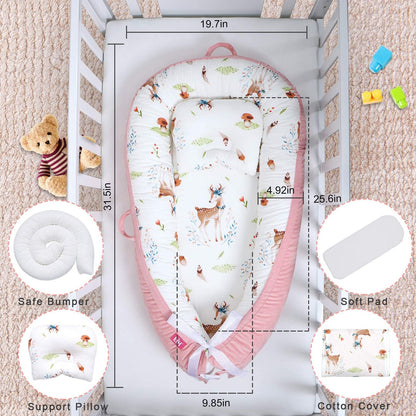 Beauenty Baby Lounger, Baby Nest for Sleeping, Ultra Soft and Breathable, Newborn Mattress for Crib & Bassinet, Baby Bionic Bed For Bedroom, Perfect for Traveling and Napping, Gift for Newborn (A)