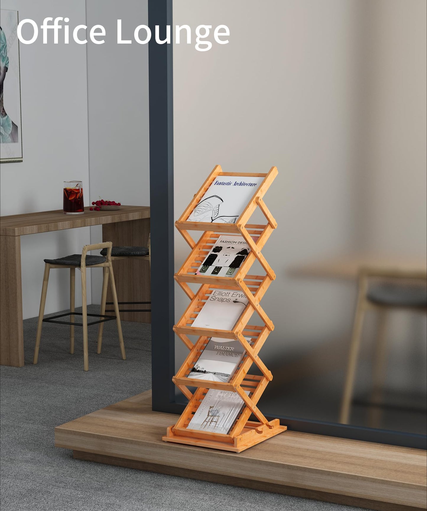 Magazine Rack Floor Bamboo Yiming , Magazine Stand Newspaper Display Stands - Standing Magazine Rack for Exhibition Trade Show