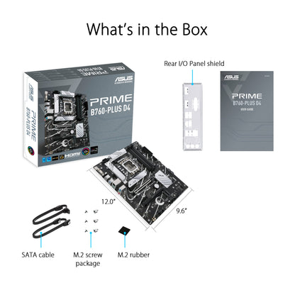 ASUS PRIME B760-PLUS D4 ATX Motherboard, LGA1700, Intel B760 Chipset, 4xDDR4 Slot, Max 128GB, PCle 5.0, 2.5Gb Ethernet, Fan Xpert 2+, Aura Sync, DP/VGA/HDMI