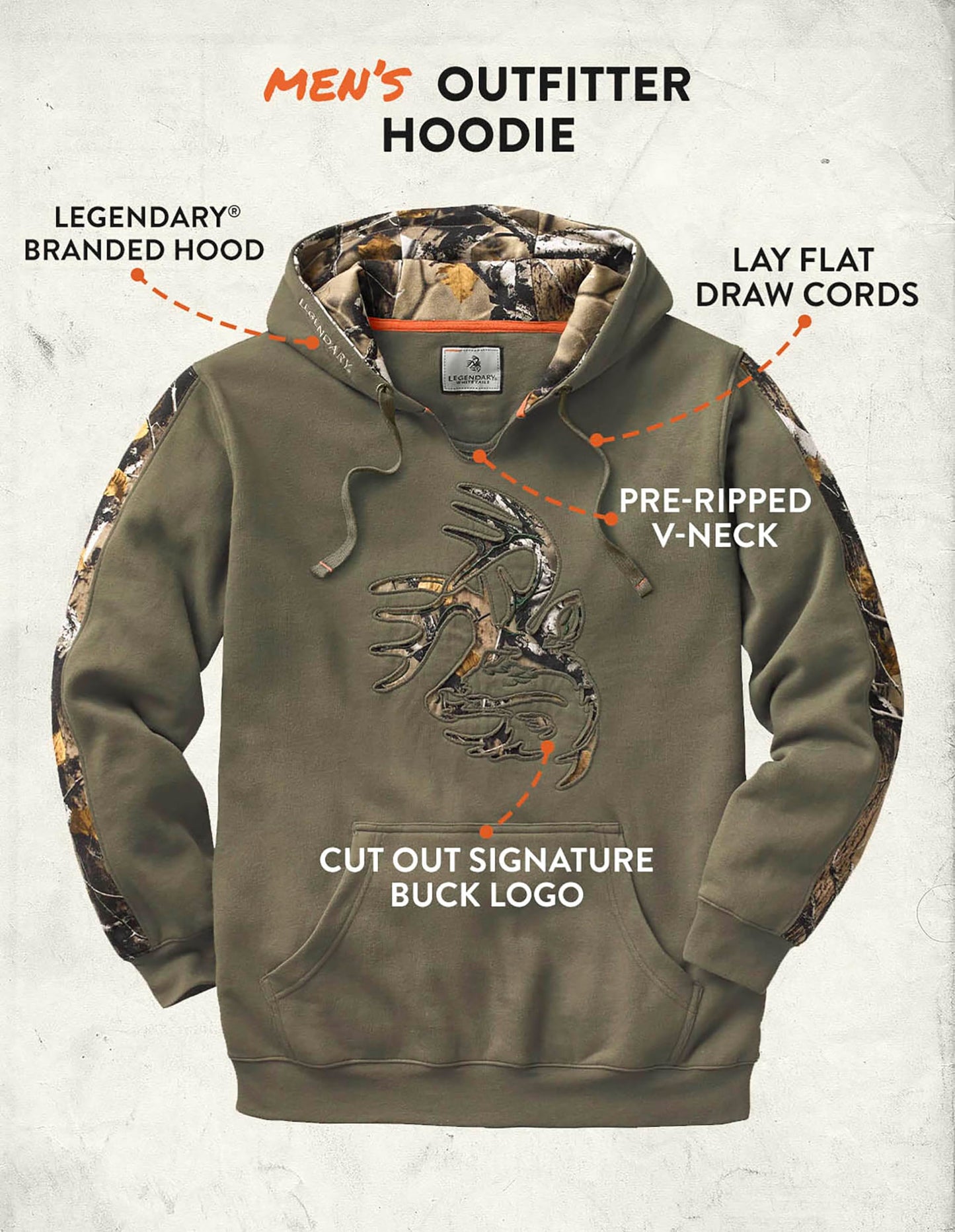 Legendary Whitetails Men's Camo Outfitter Hoodie Hoodie