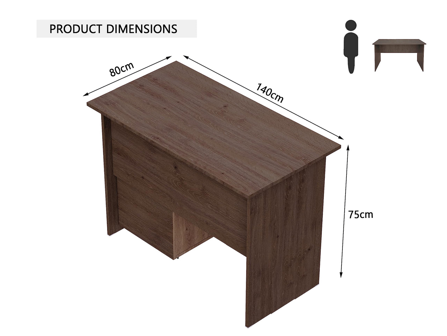 Mahmayi Writing Desk, MP1 160x80 Modern Wood Writing Table with Mobile Drawers - Versatile Corner Desk, Stylish and Functional Home Office Furniture - Oak (160cm With Drawer)