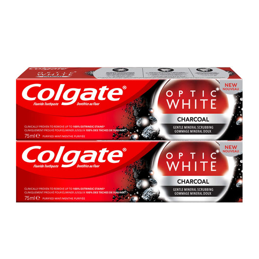 Colgate Optic White Charcoal Whitening Toothpaste 75ml Pack Of 2