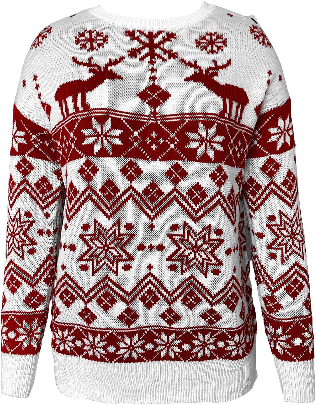 Women Sweater Christmas Oversized Pullover Sweaters Reindeer Snowflake Graphic Long Sleeve Crew Neck Knit Tops