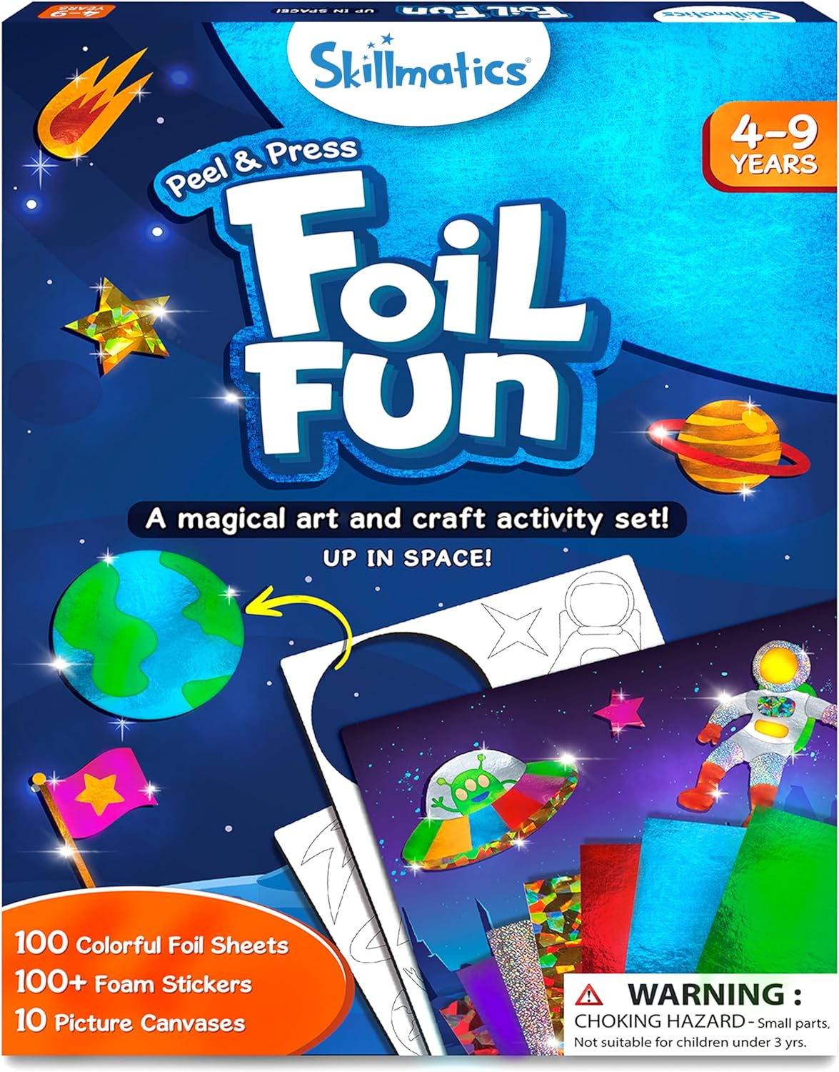 Skillmatics Art & Craft Activity - Foil Fun Space, No Mess Art for Kids, Craft Kits & Supplies, DIY Creative Activity, Gifts for Boys & Girls Ages 4, 5, 6, 7, 8, 9, Travel Toys