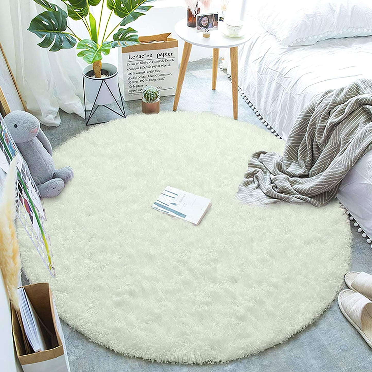 Tinyboy-hbq Area Rugs Shaggy Carpet for Living Room Bedroom Large Fluffy Carpet Modern Non-Slip Mat Multisize Rug Indoor Home Decor (Gray White, 80 x 120 cm)