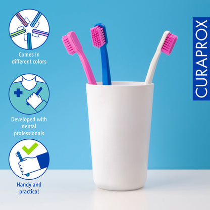 Curaprox Toothbrush CS 5460 Ultra-Soft, 3 Pack - Ultra Soft Toothbrush for adults with 5460 CUREN Bristles - Curaprox Manual Toothbrush