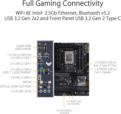 ASUS TUF Gaming Z790-Plus WiFi LGA 1700(Intel®12th&13th Gen) ATX Gaming Motherboard(PCIe 5.0,DDR5,4xM.2 Slots,16+1 DrMOS,WiFi 6,2.5Gb LAN,Front USB 3.2 Gen 2 Type-C®,Thunderbolt 4(USB4),Aura RGB)