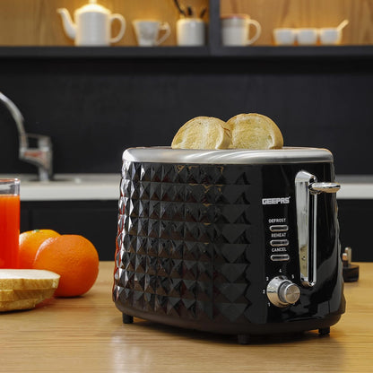 Geepas 850W 2 Slice Bread Toaster AdjUStable 7 Browning Control Pop Up With Removable Crumb Collection Tray, Black, Gbt36536"Min 1 year manufacturer warranty"