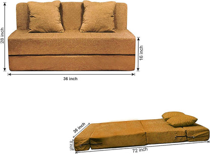 Aart Store (3x6) One Seater Space Saving Foldable Sofa/Bed with Removable Washable Fabric Cover (Golden)