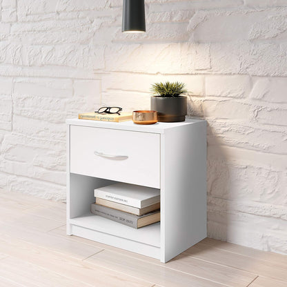 Stella Trading Bedside Table, Wood, White, 28 x 39 x 41 cm