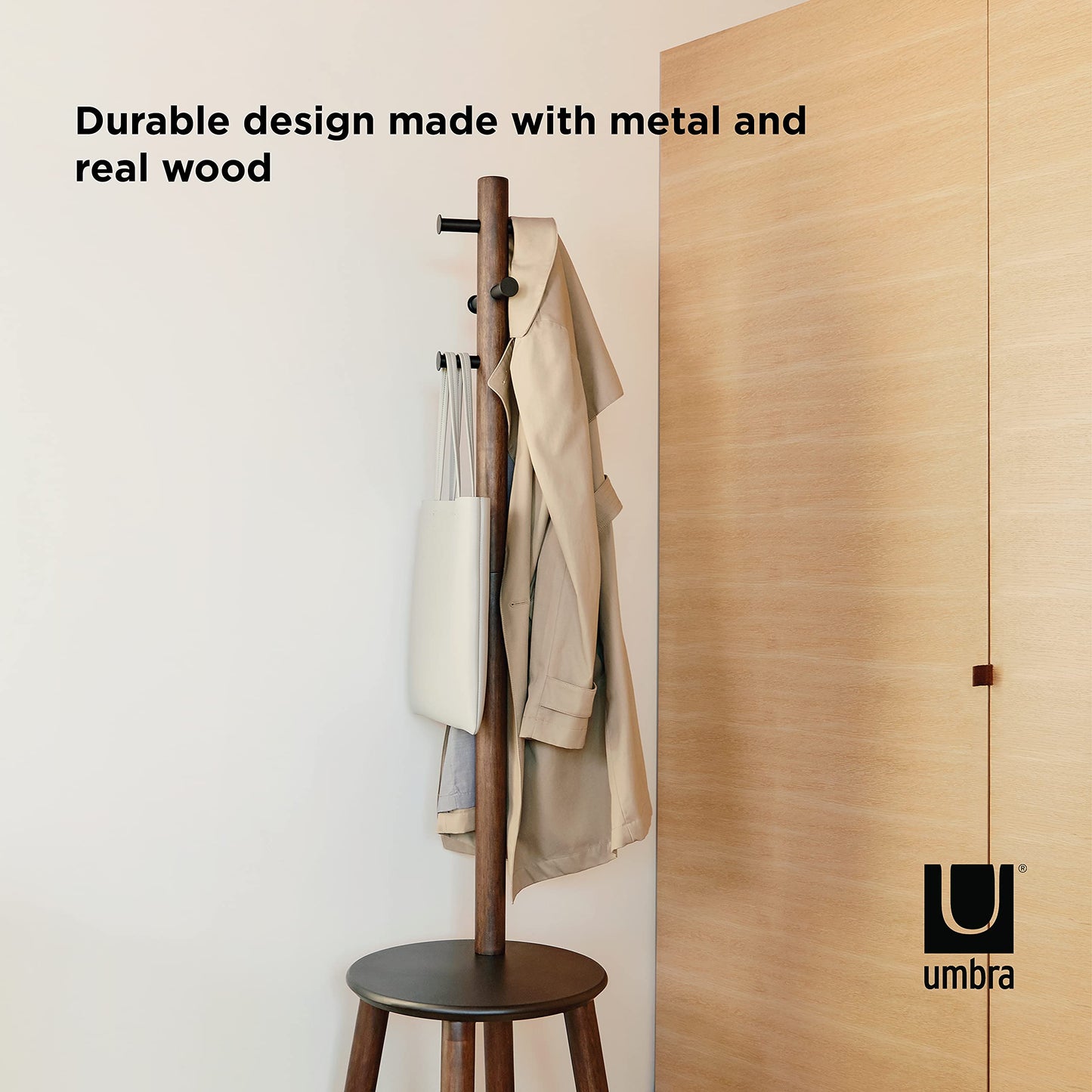 Umbra Coat Hooks, Black/Walnut, Normal