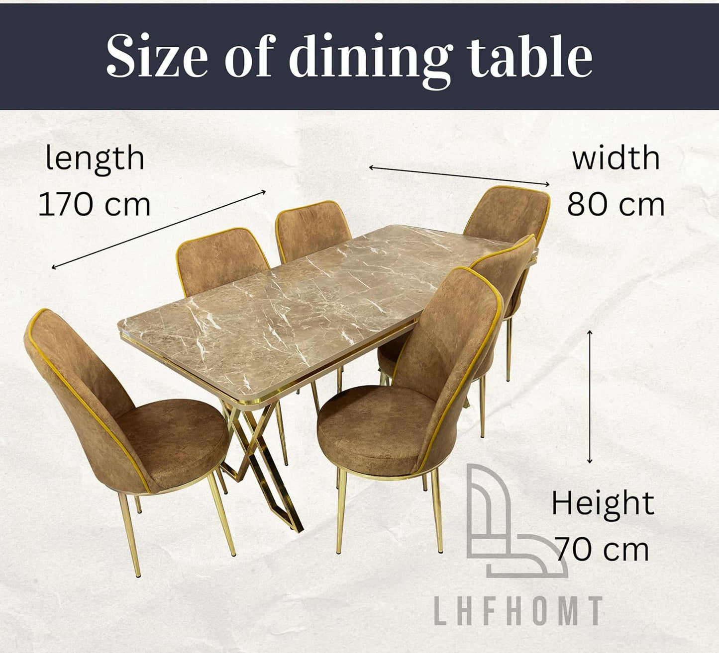 Generic 7-Pieces Dining Sets, 1 Piece Rectangular Table With (Free Installation), 1+6 Seater Chairs Modern Design Furniture for Home, Dining Room, (Brown, L170,w80,h70,cm), 133232