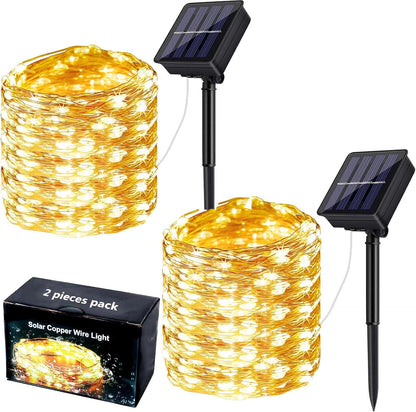 BPA® Extra-Long Solar String Lights Outdoor, 2-Pack (Each 72FT, 200 LED), Waterproof 8 Modes Solar Fairy Lights for Eid, Ramadan, Christmas, New Year, Party, and Garden Decorations (Warm White)