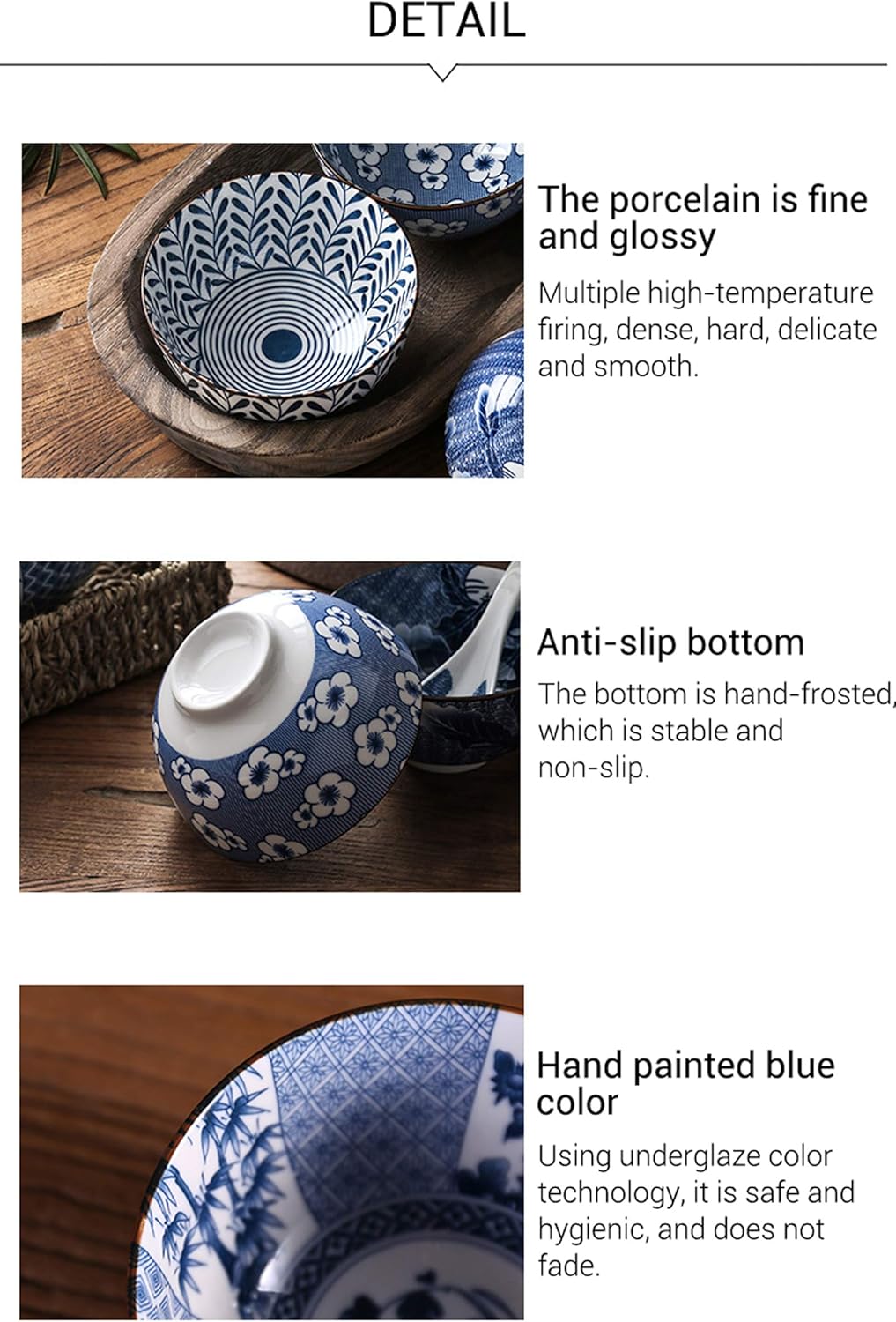 Gegong Blue and White Porcelain Dinnerware Set, Dishes, Bowl, Spoon, Chopsticks, Service for 1, Colorful Glazed Ceramic Set, Gift Box Packaging (Willow Leaves)