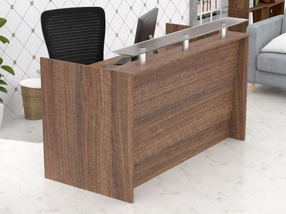 Mahmayi REC-2 Designer Reception Desk For Office Space, Front Office Desk (White-Coco Bolo)